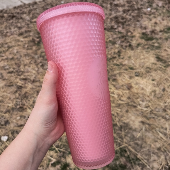 Starbucks 2021 Valentines Soft Touch Pink Studded Venti Tumbler with No Straw - Picture 3 of 12